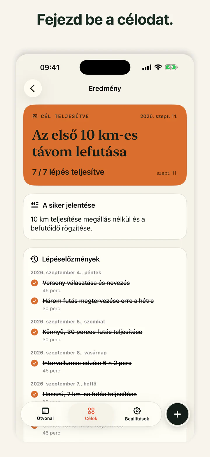 A GoalLane egy befejezett célt mutat