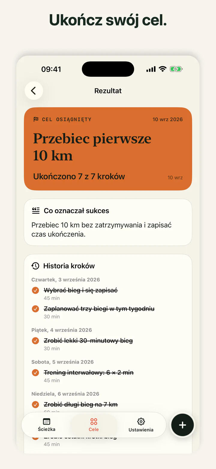 GoalLane z ukończonym celem