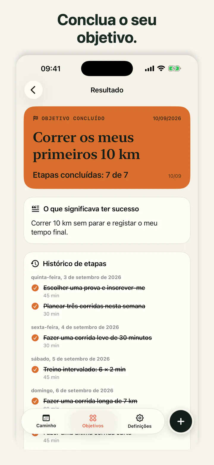 GoalLane com um objetivo concluído