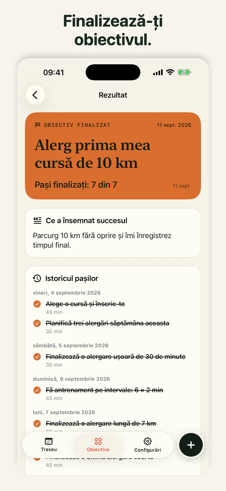 GoalLane afișând un obiectiv îndeplinit