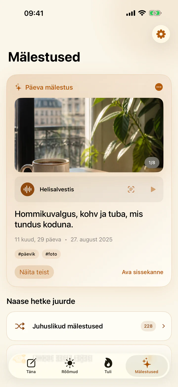 Rõõmud ja muredi mälestuste vaade varasemate rõõmudega