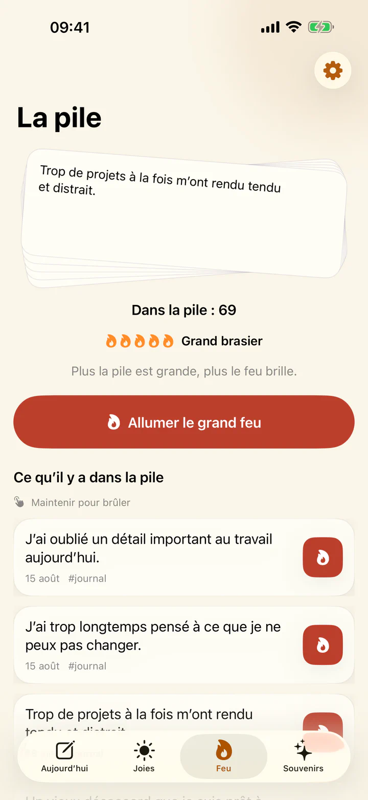 Un tracas est brûlé dans Joies & Tracas