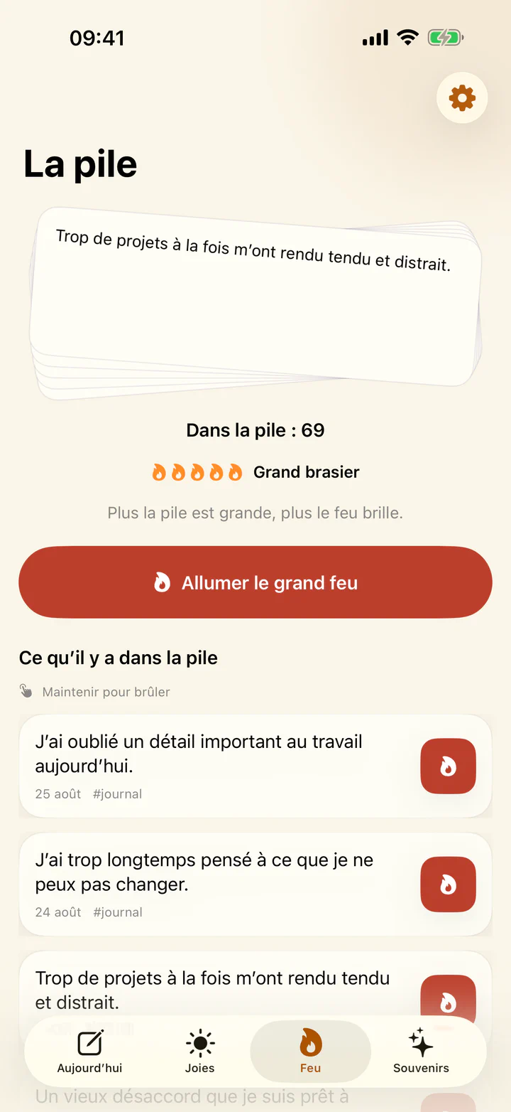 Un tracas est brûlé dans Joies & Tracas