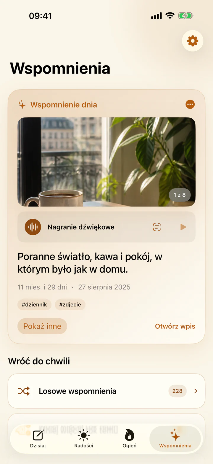Ekran Wspomnienia z dawnymi radościami w Radości i przykrości