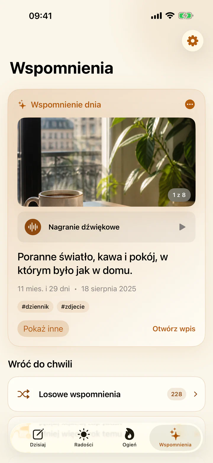 Ekran Wspomnienia z dawnymi radościami w Radości i przykrości