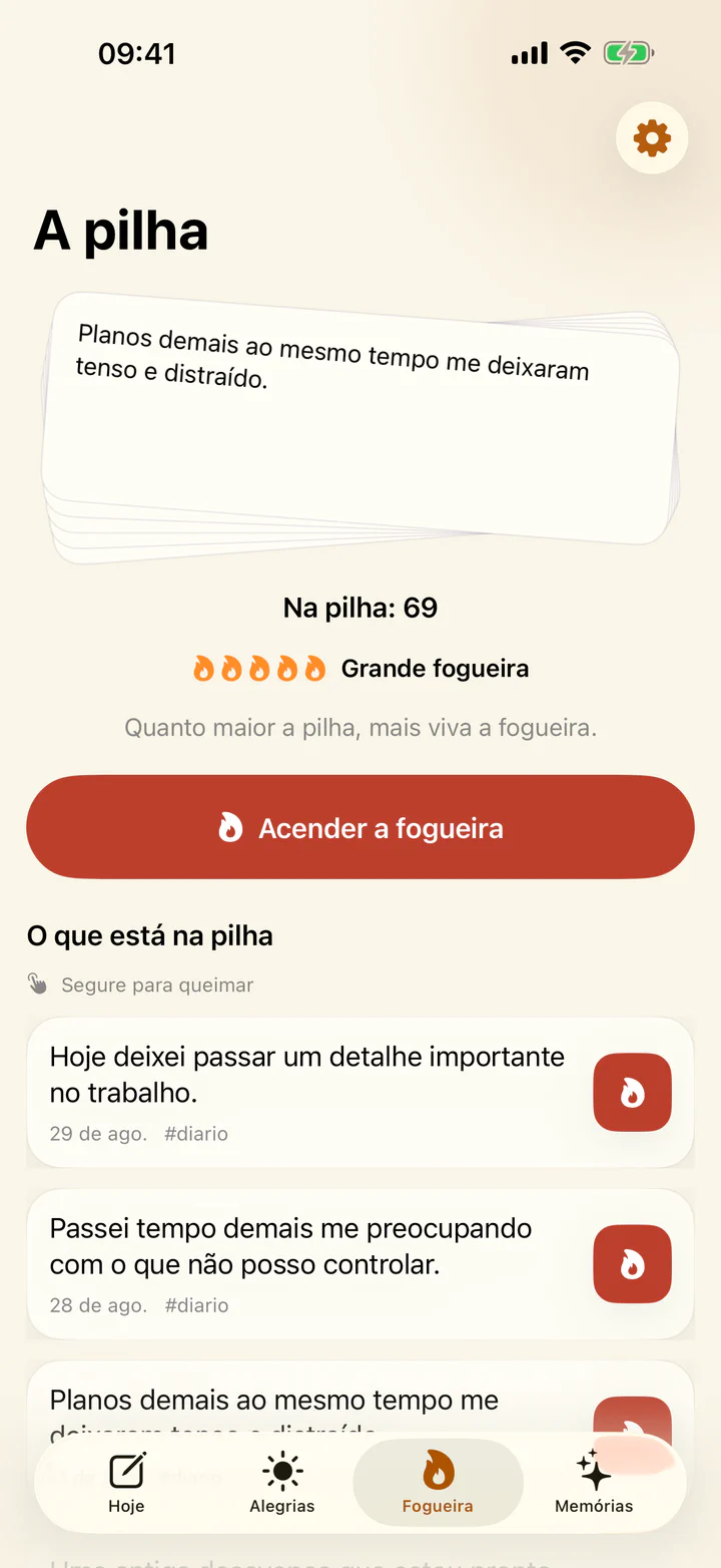 Uma anotação difícil sendo queimada no Joys & Woes