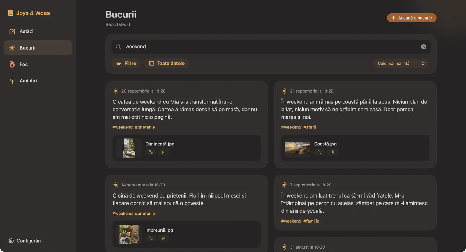 Bucurii și necazuri pe Mac, cu bară laterală și două coloane de însemnări vesele