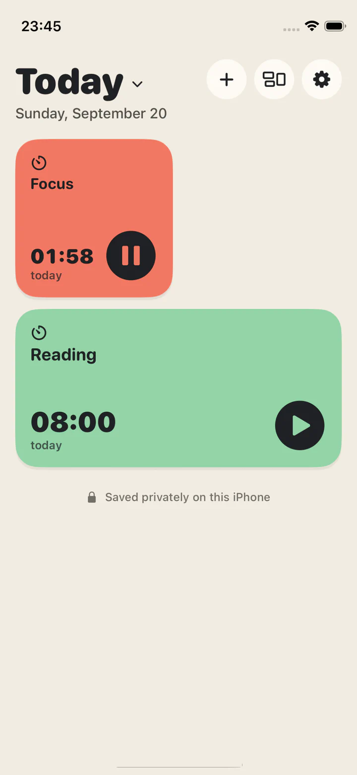 A RouTiles timer tile measuring an activity